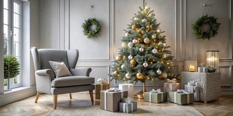 Obraz premium Chic Minimalist Holiday Space with Eco-Friendly Decor and Stylish Accents