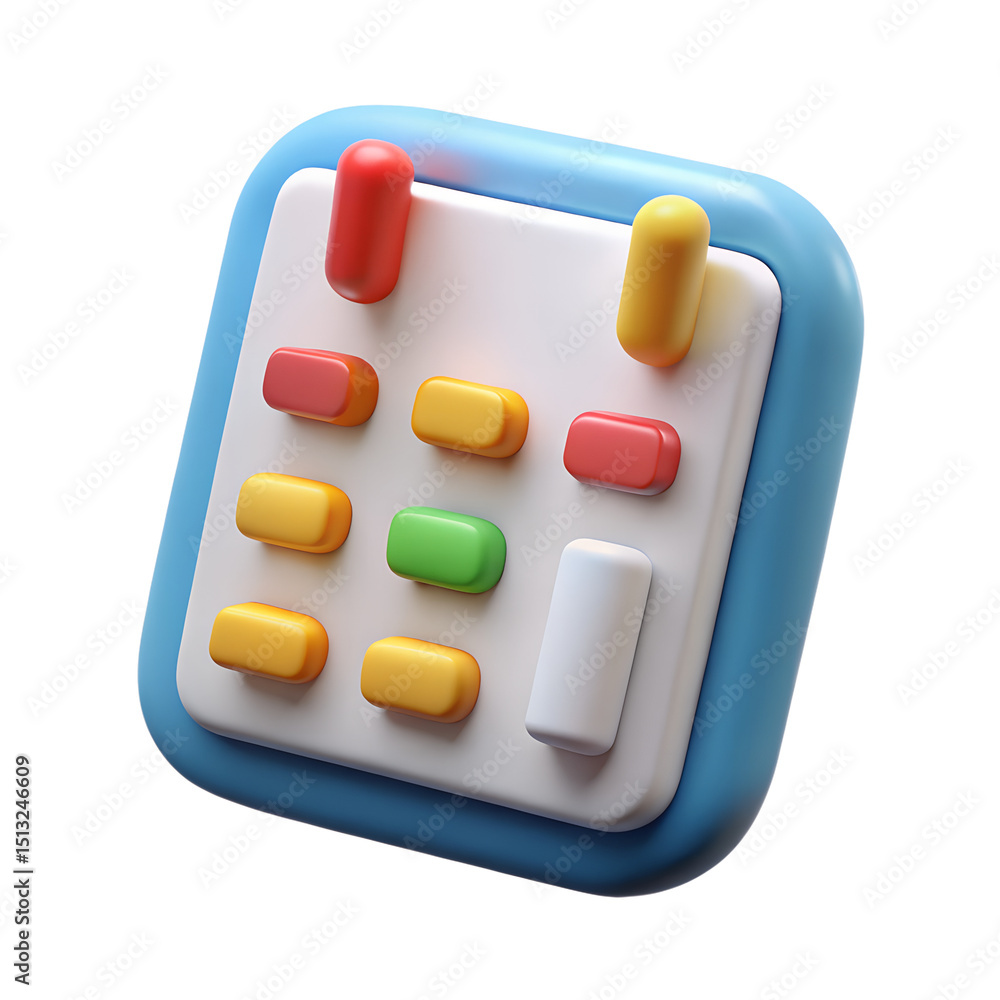 Poster a vibrant 3d rendering of a colorful plastic-style icon showing calendar appointments and reminders 