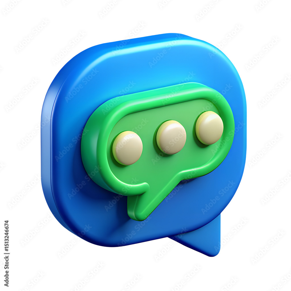 Aufkleber a vibrant 3d rendering of a plastic-style icon showcasing a speech bubble for digital communication 