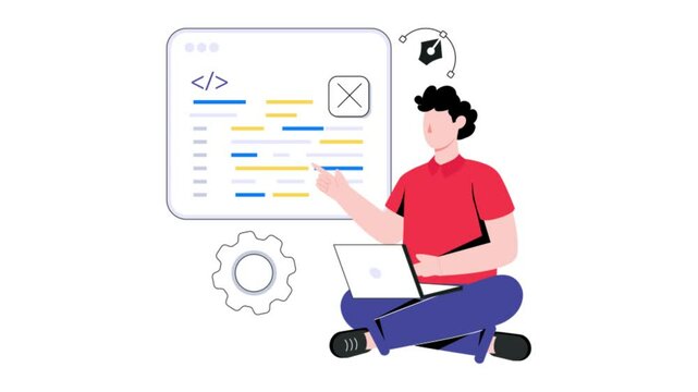 Web Developer 2D Flat Animation. 