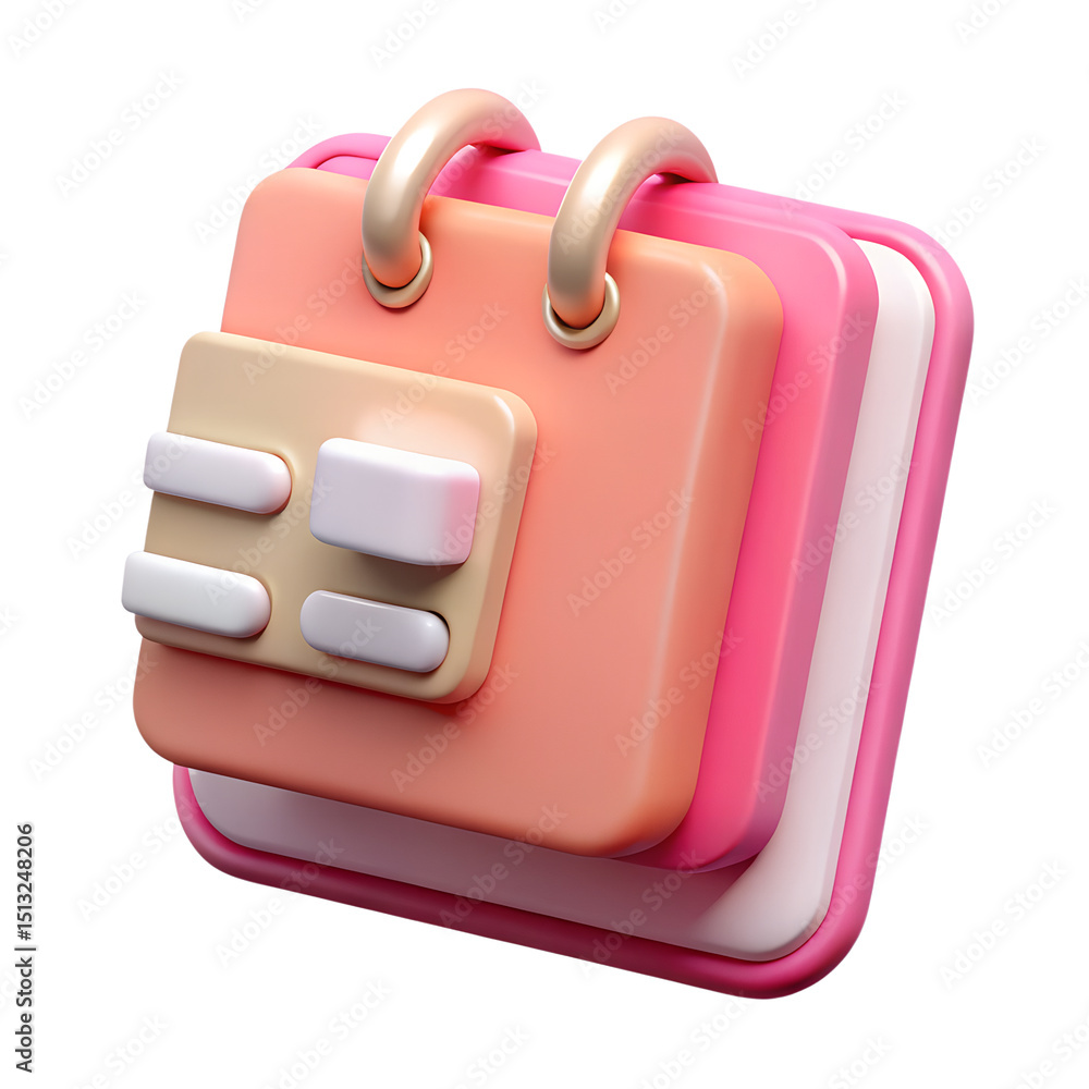 Aufkleber stylish 3d rendering of a cute plastic-style calendar icon with elegant color layers representing pl