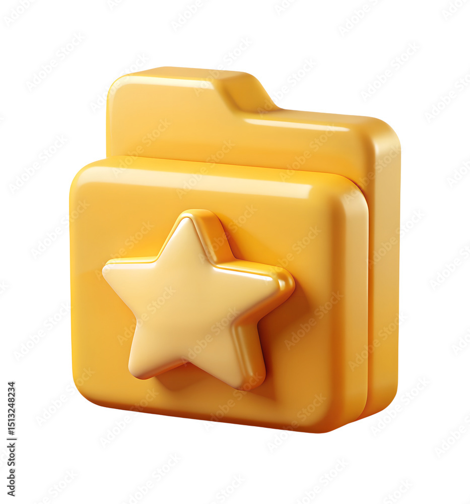 Poster stylish and visually appealing 3d rendered yellow folder icon with a golden star element, perfect fo