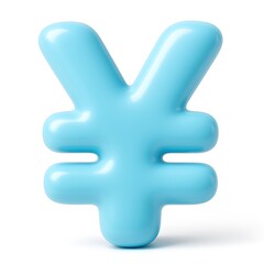 Obraz premium 3D icon of Light blue yen symbol isolated on white background, a representation of japan's currency