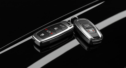 Close-up of two modern car key fobs.