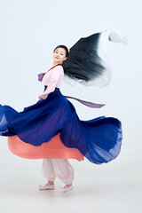 Beautiful dancers performing traditional Korean dance in Yanbian, China