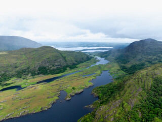 Killarney Nationalpark Irland Luftbild der Seen und Berge

