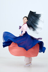 Beautiful dancers performing traditional Korean dance in Yanbian, China