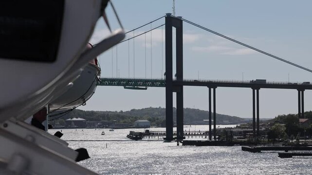 Gothenburg, Sweden A ship navigates through the harbour of Gothenburg and the &Auml;lvsborg Bridge (Swedish: &Auml;lvsborgsbron)
