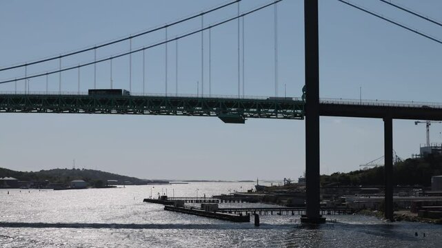 Gothenburg, Sweden A ship navigates through the harbour of Gothenburg and the &Auml;lvsborg Bridge (Swedish: &Auml;lvsborgsbron)