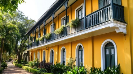 Charming Yellow Colonial Building