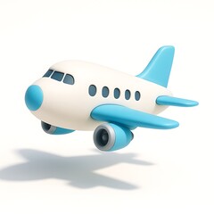 Obraz premium 3D icon of Cartoon airplane isolated on white background, a playful and whimsical design.