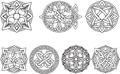 A set of Celtic elements, ornaments, symbols, icons. Hand drawn vector illustration	
