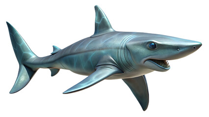 Realistic 3d illustration of a sleek and powerful mako shark isolated on white