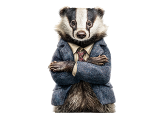Confident badger businessman