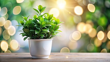 Vibrant Green Plant in Sleek White Pot for Indoor Decor and Gardening, Perfect for Freshening Up Any Space with Long Exposure Effects