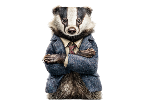 Confident badger businessman