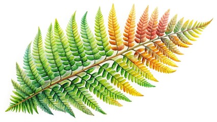 Vibrant Watercolor Fern Leaf Set with Intricate Details on White Background for Botanical Art and Interior Design Projects