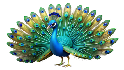 Stunning illustration of a beautiful peacock displaying its colorful feathers elegantly