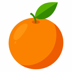 Orange Vector – Navel Orange Fruit with Leaves Isolated on White Background – Realistic Vector 