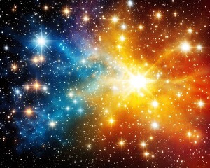 Colorful nebula with bright stars