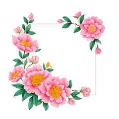 Fototapeta premium Floral frame with pink peonies isolated on transparent background