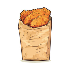 fried chicken steak in paper bag,vector