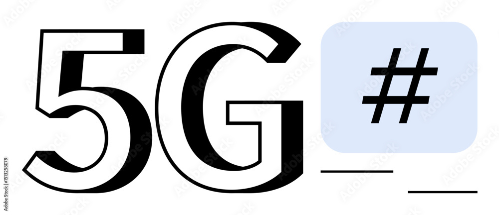 Poster bold 5g text merged with metadata tag icon conveys advanced technology and fast wireless networks. i