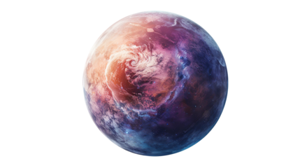 Floating planet with clear astronomical details isolated on transparent background. PNG