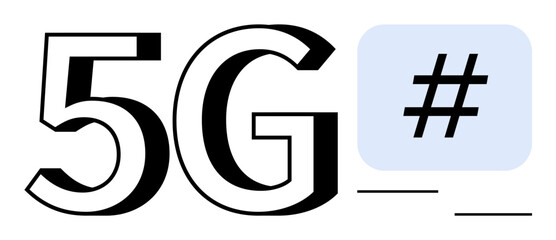 Bold 5G text merged with metadata tag icon conveys advanced technology and fast wireless networks. Ideal for telecom, innovation, connectivity, speed, digitalization, communication, simple landing