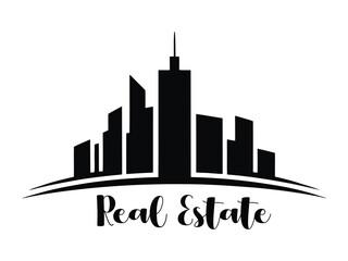 Obraz premium Modern real estate logo design with stylized city skyline for branding