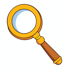 A golden magnifying glass with a polished frame, elegant handle, and clear lens—perfect for close inspection with a touch of luxury and vintage charm.
