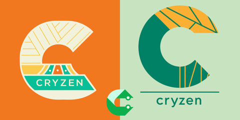 Bold and geometric letter C logo with clean lines and contrasting colors, ideal for branding, blockchain, fintech, or futuristic corporate design