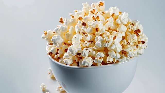 Bowl of popcorn ready to eat snack for movie time treat