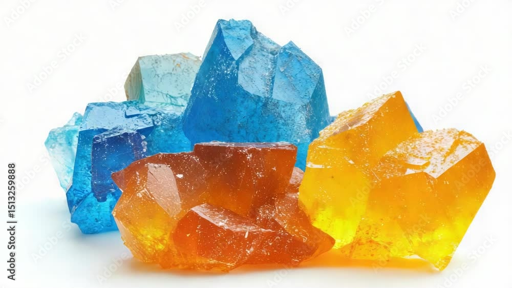 Poster a collection of brightly colored rocks arranged on a white background, suitable for uses such as dec