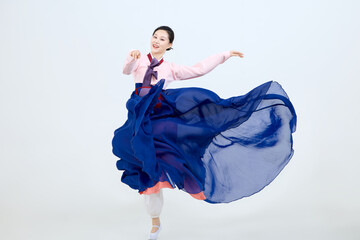 Beautiful dancers performing traditional Korean dance in Yanbian, China