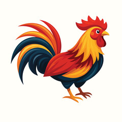 Rooster vector set. Beautiful rooster illustration on white background