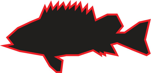 Black Shadow Of bass Fish With Red Stock Line.