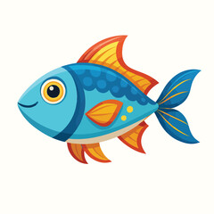 Cute fish animal cartoon character vector Illustration.