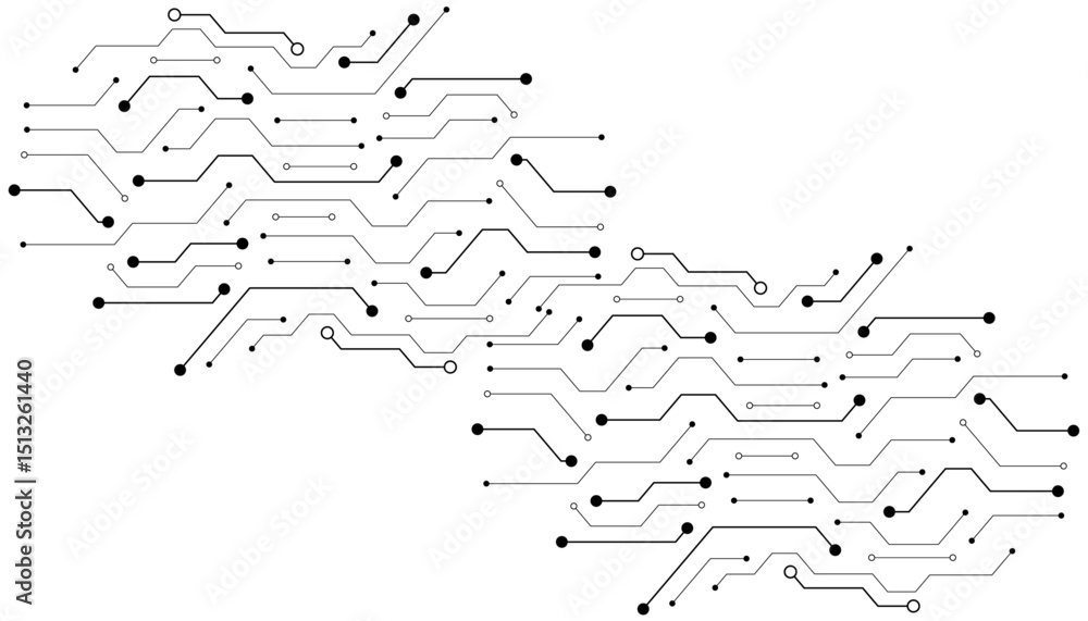 Poster electronic circuit with empty space on white background. dots and lines connection circuit design