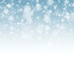 Winter Snowfall Background with Soft Blue Gradient and Snowflakes