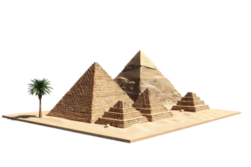 Giza pyramids model isolated on a white background png ai generated