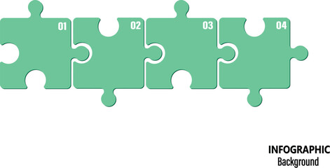 Four pieces puzzle infographic. Puzzle pieces vector set. Puzzle jigsaw on white background. Set of puzzle pieces. Vector illustration