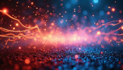 Fototapeta premium Abstract Red and Blue Bokeh Background with Glowing Light Streaks for Festive Design