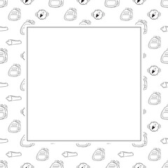 school frame. doodle education square frame. hand drawn school and education frame background. school background