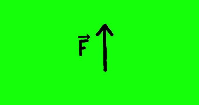 Cartoon force arrow up and f symbol greenbox. Physics, chemistry. Experiment illustrating physical process of force. Cartoon isolated object good for education.
