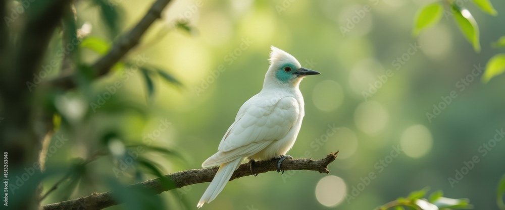Poster Captivating Cyanocorax Crystalline Bird Perched on Branch in Tranquil Forest Setting with Soft Bokeh
