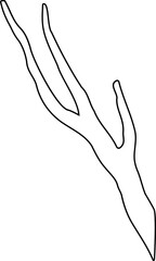 Dead branches coloring page Isolated.
Old dry, bare tree branches outline.
Sketch hand drawn. 
Transparent background, SVG file.