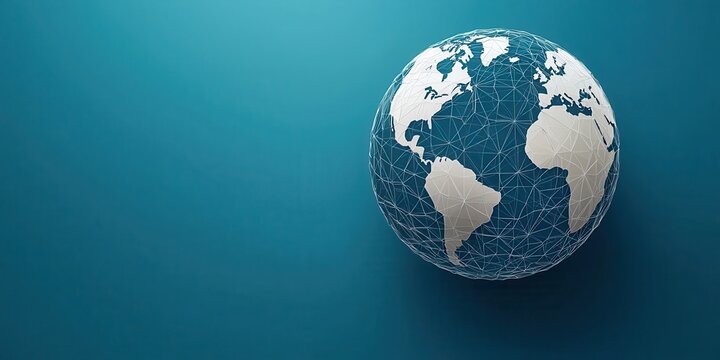 economy consumption global concept. 3D globe design with a wireframe style against a blue background. - Powered by Adobe
