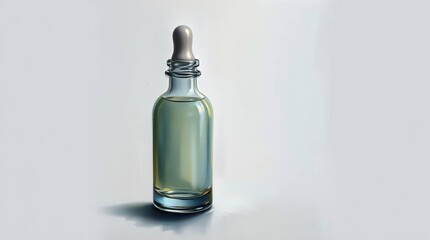 Naklejka premium Ethereal Serum Glass Bottle with Pipette and Mystical Aura in Detailed Oil Painting