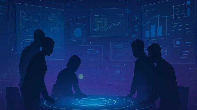 silhouette of business people in office